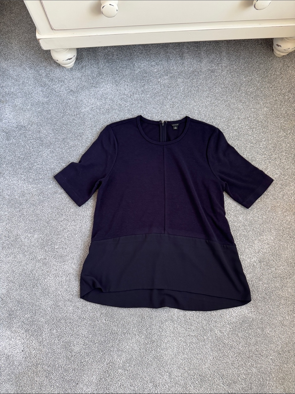 Ann Taylor Navy Blue Short-Sleeve Layered Top